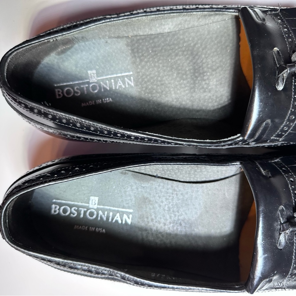 Bostonian Sz 10 EEE Tasseled Wingtip Slip-on Dress Shoes - Picture 6 of 12